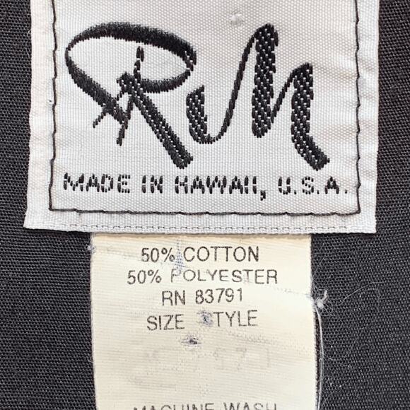 Vintage RM Made in Hawaii Pink Butterfly Dress Black Trim Square Neck Ruffle Hem - Picture 8 of 9